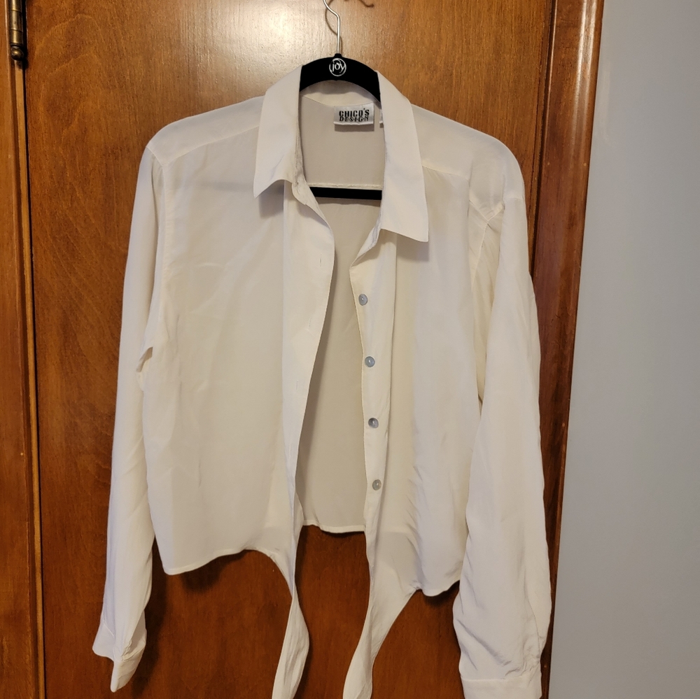 Silk tie front top